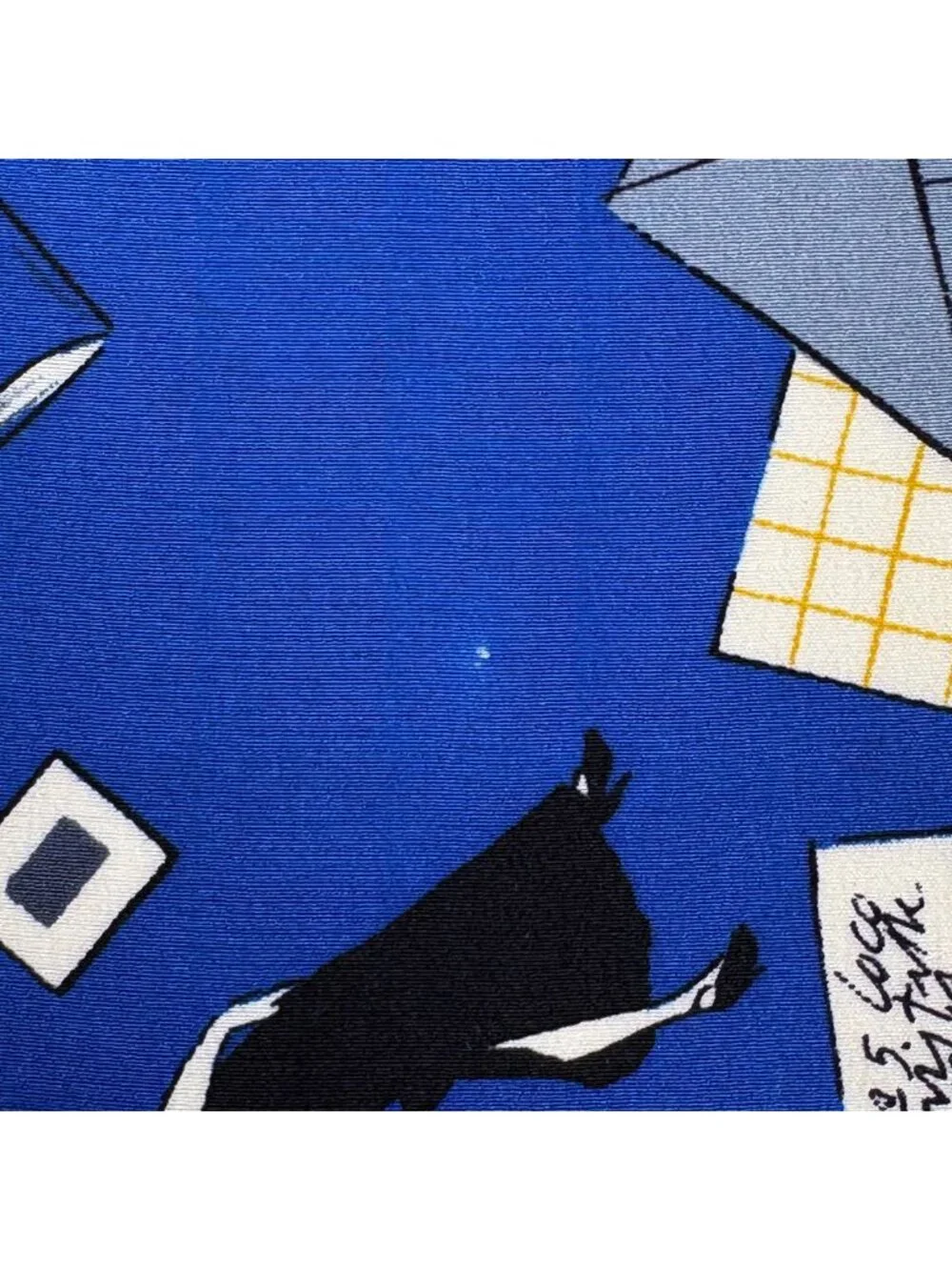 Chanel CC Logo Scarf Silk Blue Black Multicolor